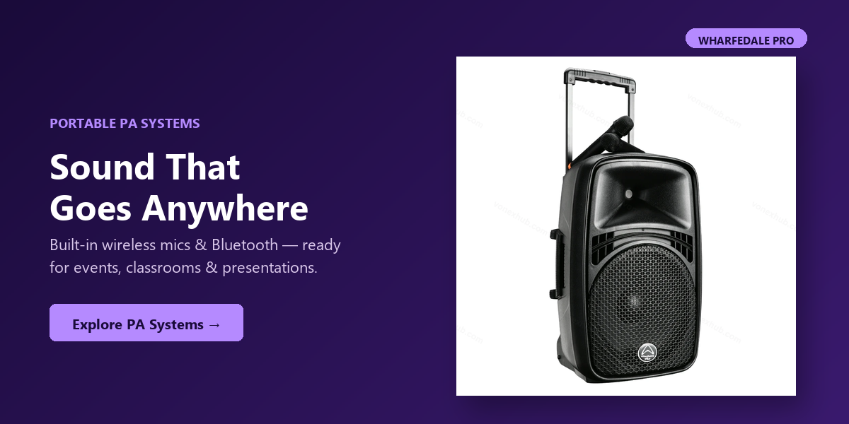 Wharfedale Pro Portable PA Systems with wireless mic and Bluetooth