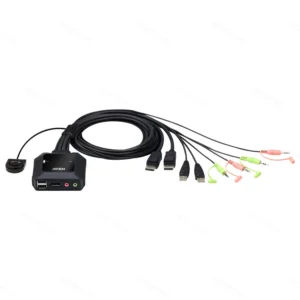 ATEN CS22DP-AT 2-Port USB DisplayPort Cable KVM Switch with Remote Port Selector