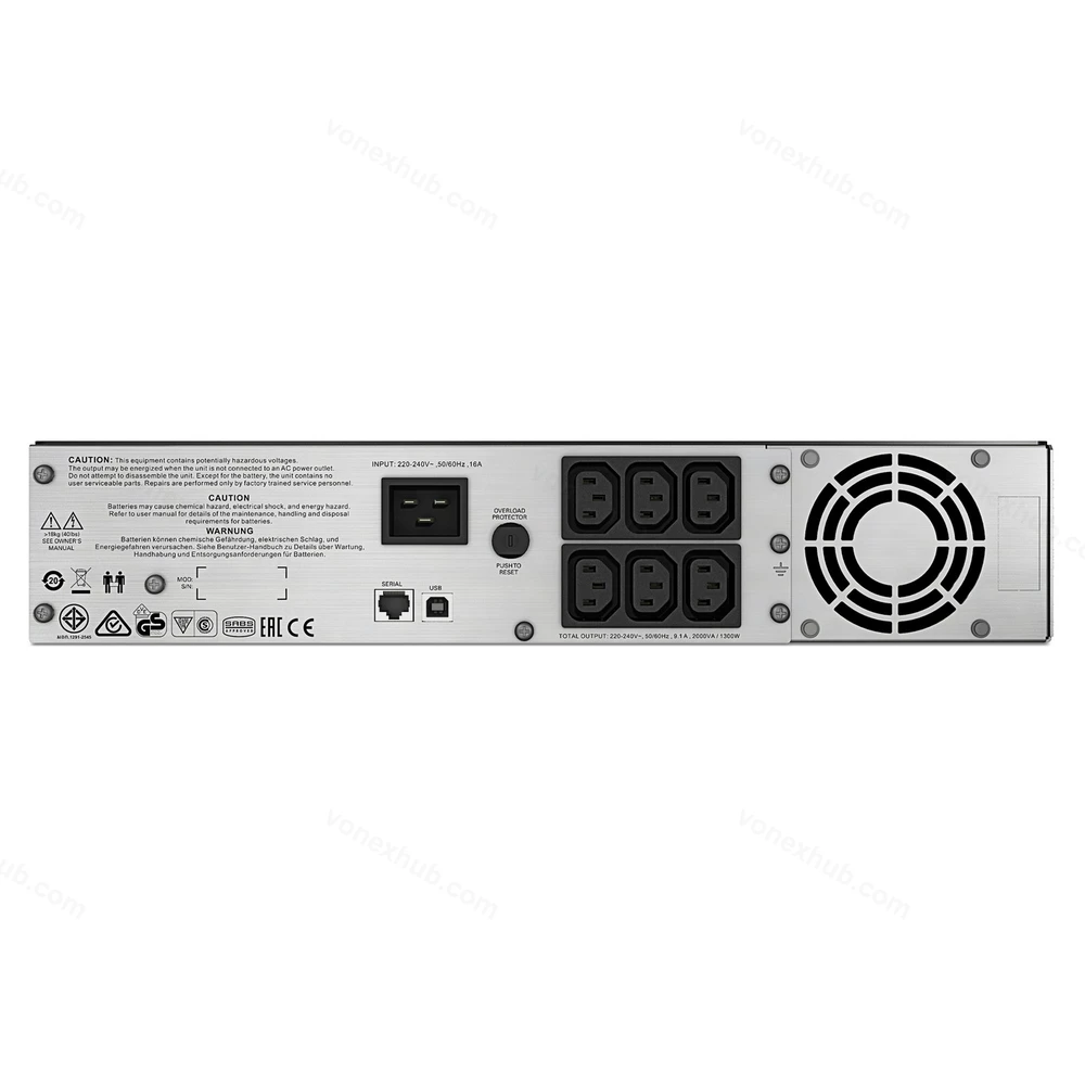 APC SMC2000I-2U Rear Connectors