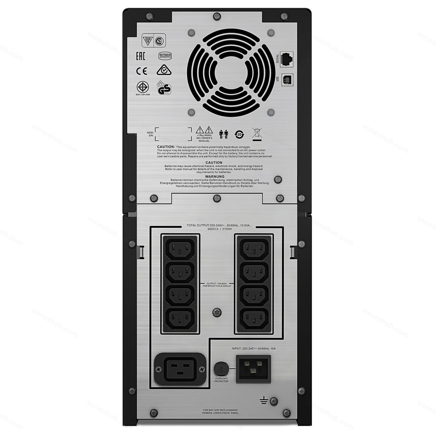 APC SMC3000I Rear Connectors